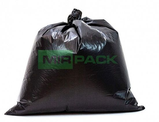 Мешки для мусора 60 литров, 45 мкм, черные, в пачках 500 шт. 2 х слойные до 40 кг. - Вид 1