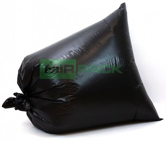 Мешки для мусора 130 литров 40 мкм, черные, 2 слоя (ПВД, в рулоне 10 штук, 93x110 см) - Вид 3